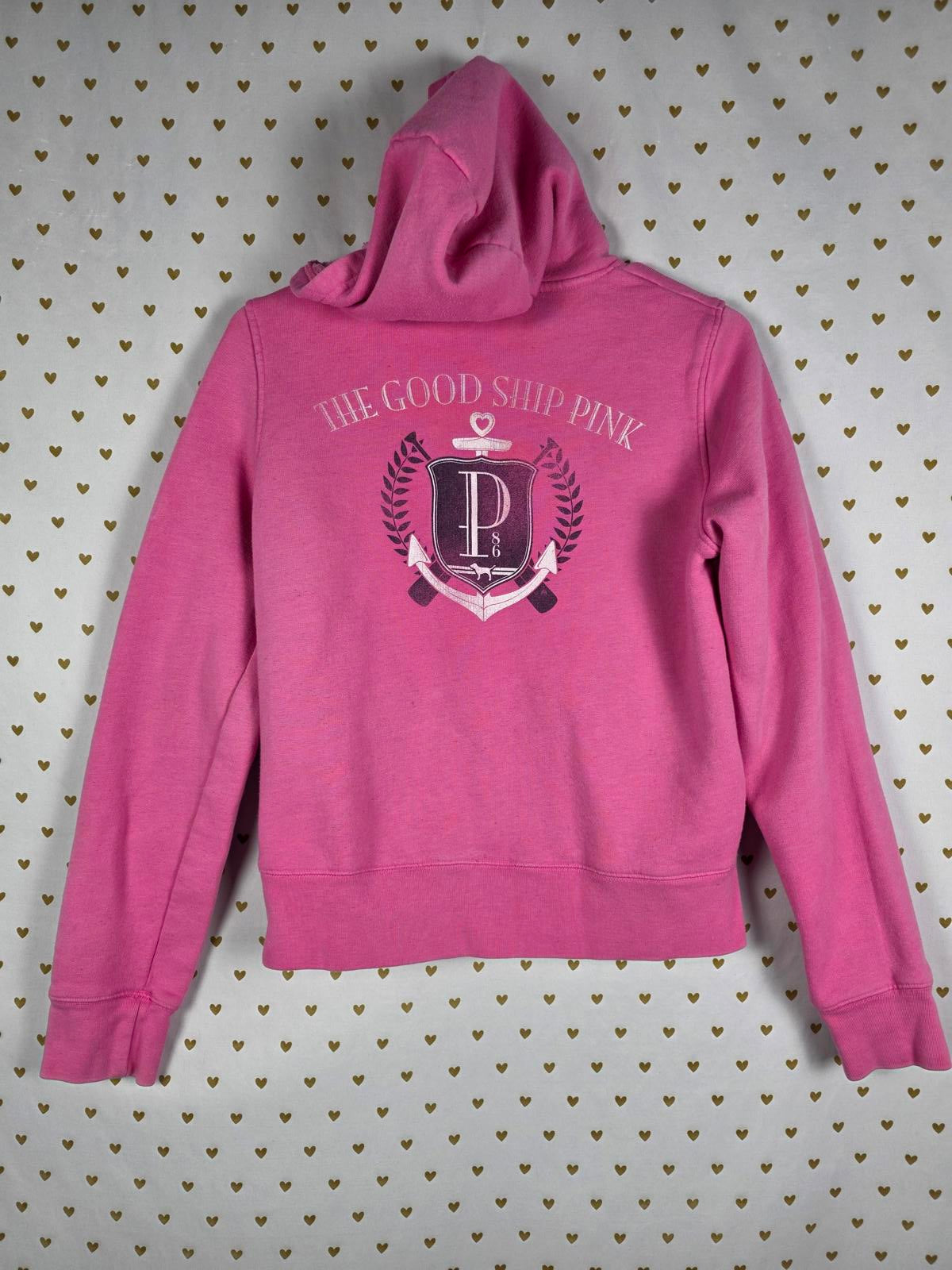 Victorias Secret Pink VINTAGE Y2k ULTRA RARE GOOD SHIP PINK Hoodie Jacket MEDIUM