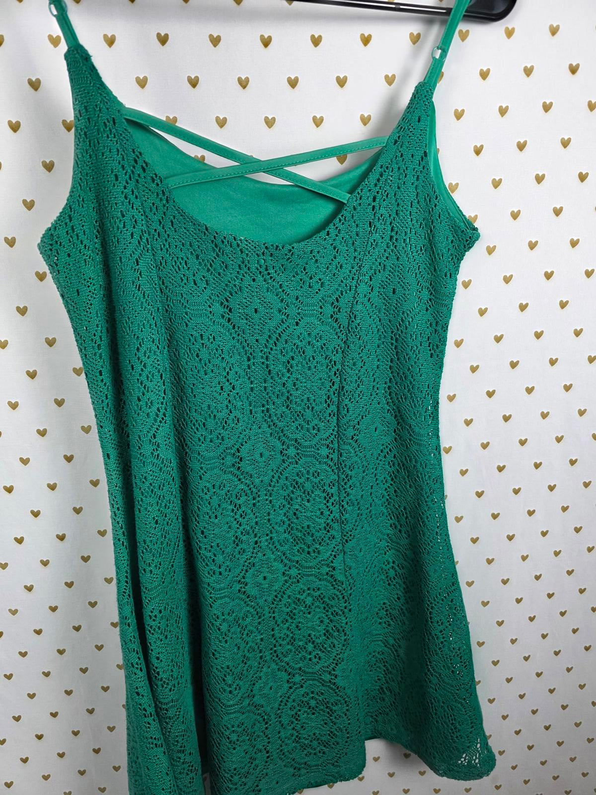 Green Cute Flowy Knee Length Cutout Dress GREEN MEDIUM