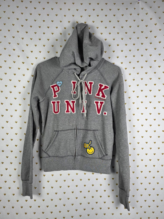 Victorias Secret Pink VIntage Patch Embroidered Full Zip hoodie Jacket SMALL