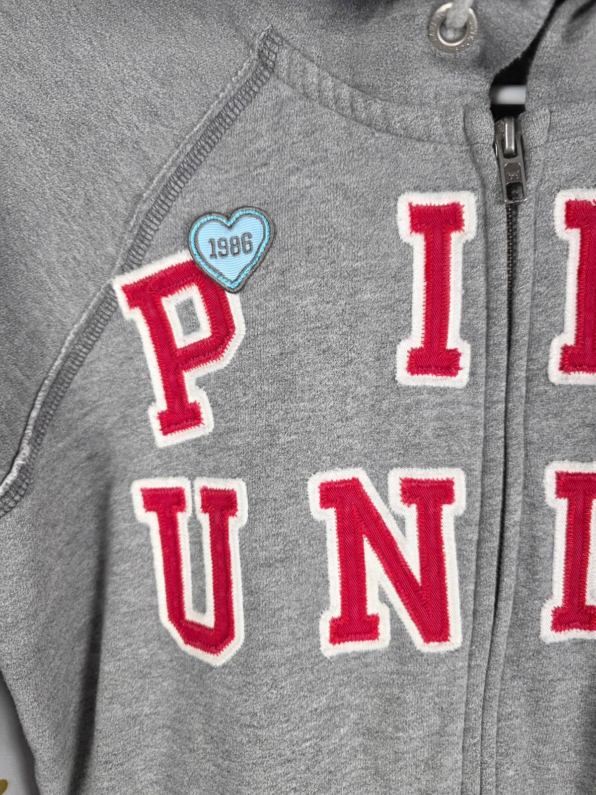 Victorias Secret Pink VIntage Patch Embroidered Full Zip hoodie Jacket SMALL
