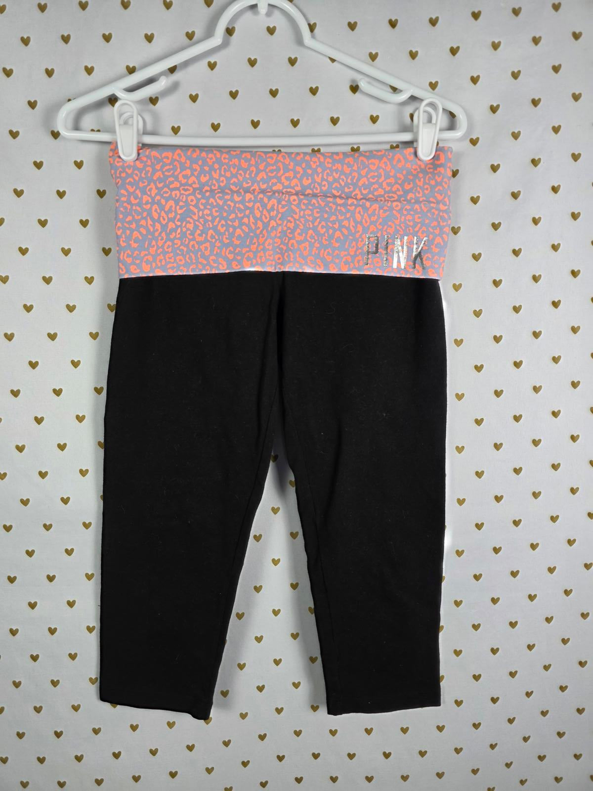Victorias Secret PINK Neon Leopard Cheetah VINTAGE Foldover Yoga Pants Capri XS