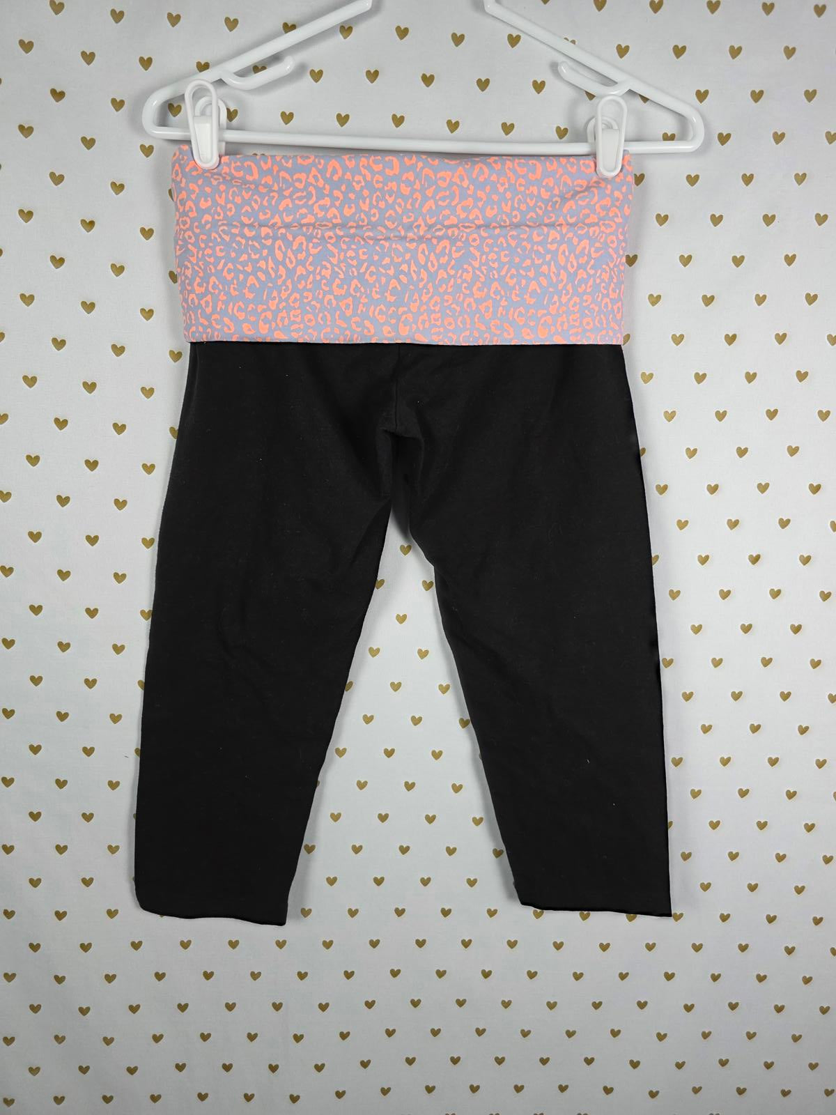 Victorias Secret PINK Neon Leopard Cheetah VINTAGE Foldover Yoga Pants Capri XS