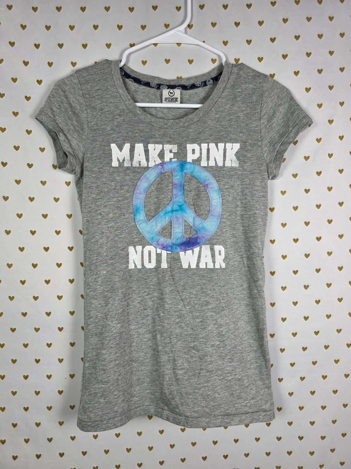 Victorias Secret MAKE PINK NOT WAR Vintage Tee Shirt PEACE SMALL