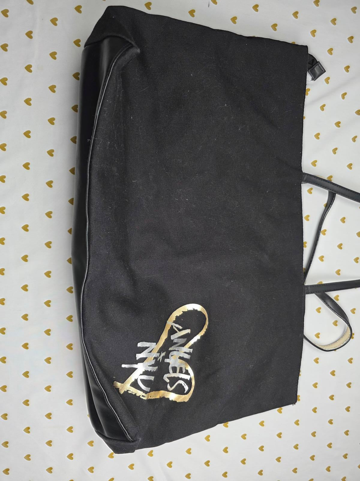 VICTORIA'S SECRET NYC 2018 Signature Tote Bag Canvas Black Gold Stars Jumbo