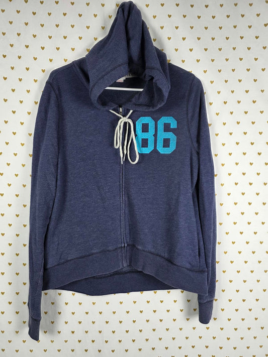Victorias Secret Pink VINTAGE 86 Logo Full Zip Hoodie Jacket Blue MEDIUM