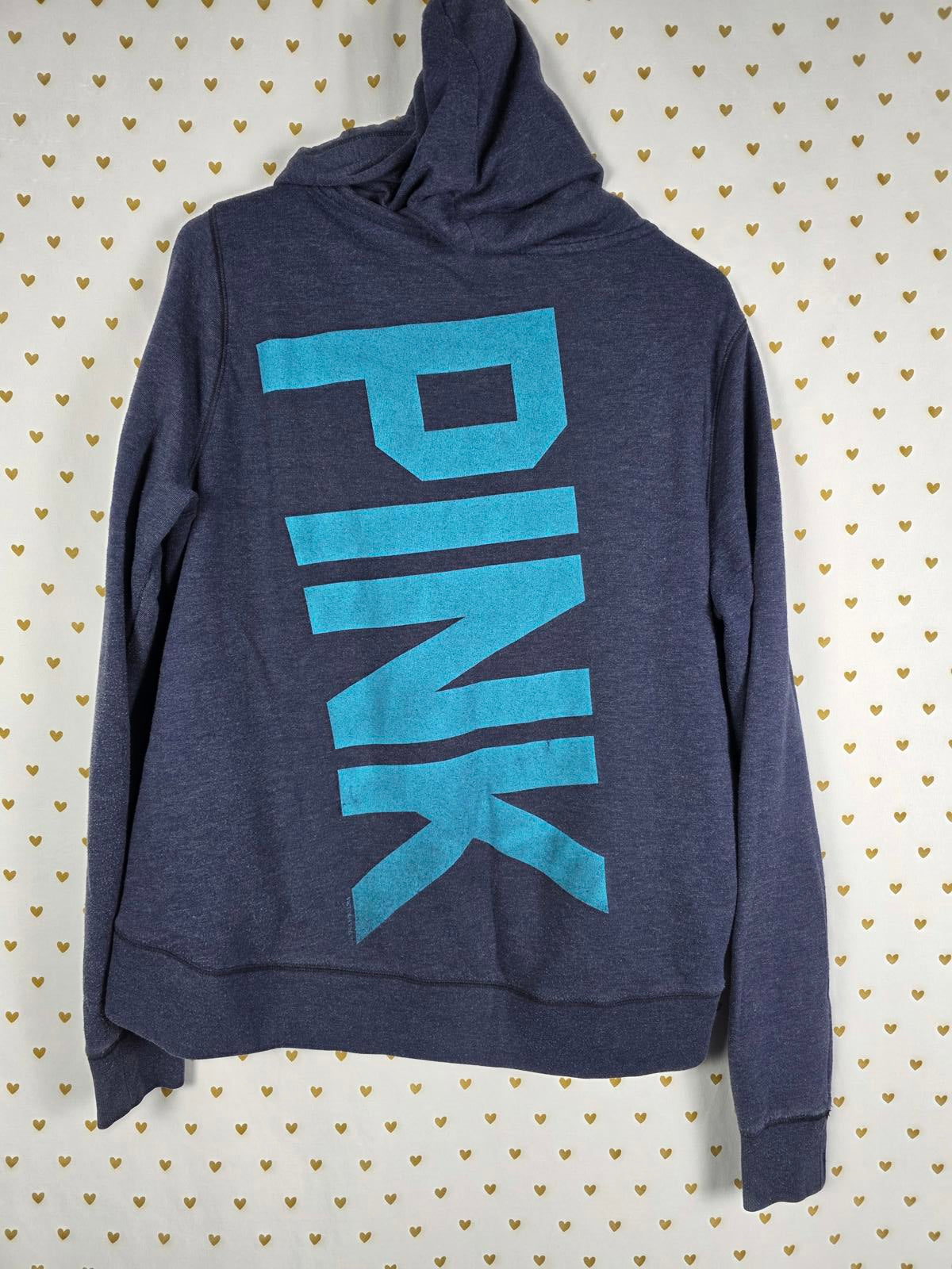 Victorias Secret Pink VINTAGE 86 Logo Full Zip Hoodie Jacket Blue MEDIUM