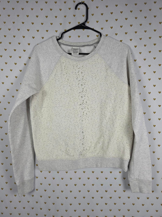 Victorias Secret Pink Crew Sweater Lace Front Detail SMALL