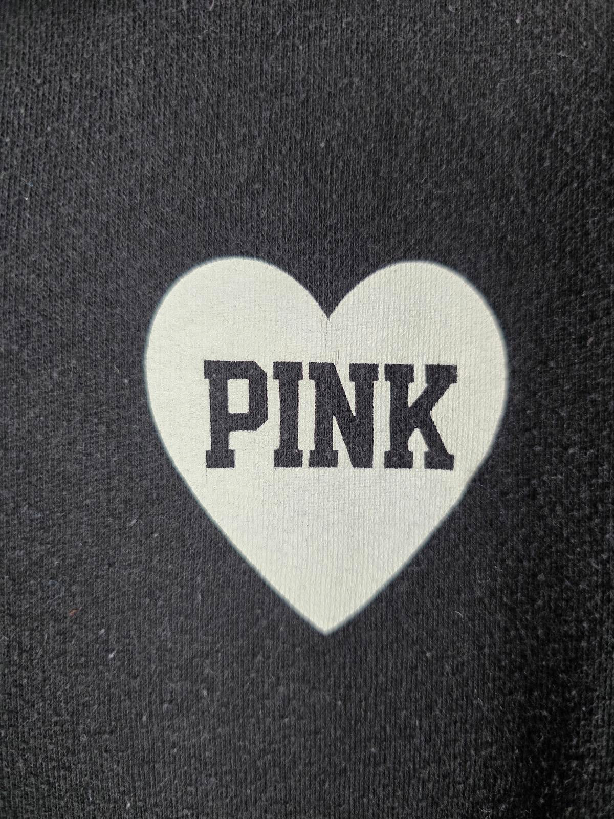 Victorias Secret Pink Black VINTAGE Quarter Zip Pullover heart Sweater SMALL