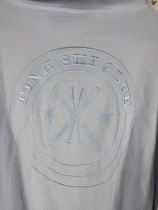 Victorias Secret Pink NEW NWT Light Blue Quarter zip Sweater 2XL XXL Embroidered