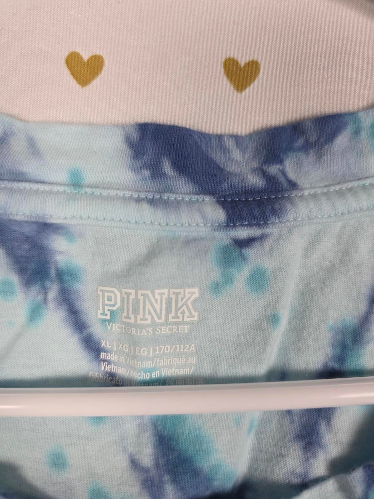 Victorias Secret PINK Cropped Tye Dye Tee shirt gathered XL