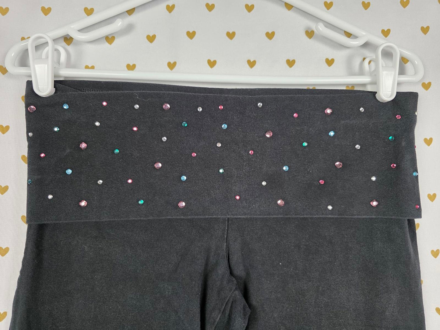 Victorias Secret PINK Rainbow STUDDED Rare Y2K Foldover Yoga Pants CAPRI VTG SM