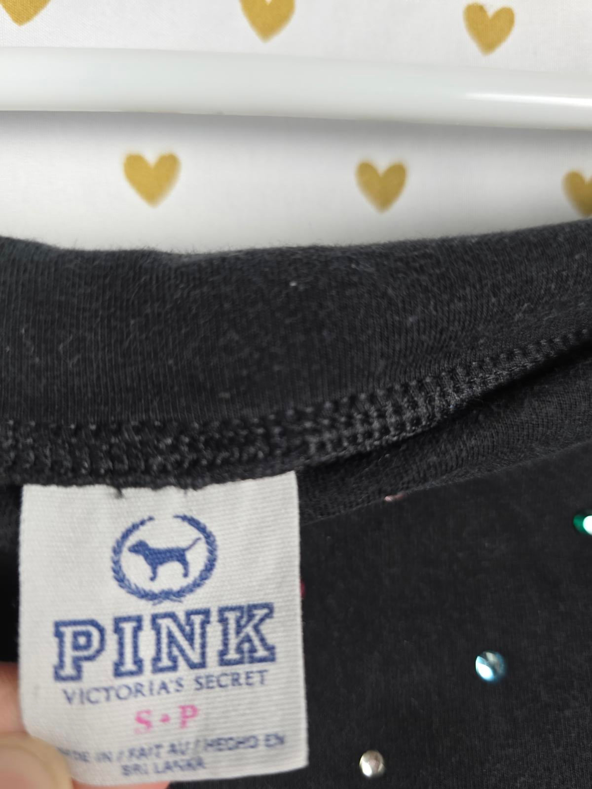 Victorias Secret PINK Rainbow STUDDED Rare Y2K Foldover Yoga Pants CAPRI VTG SM