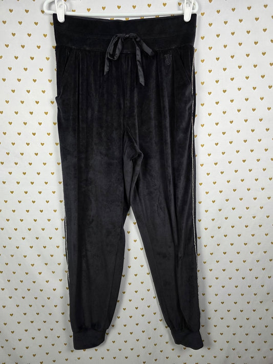 Victorias Secret  BLING STRIPE Rhinestone VELOUR Soft Sweatpants Joggers MEDIUM