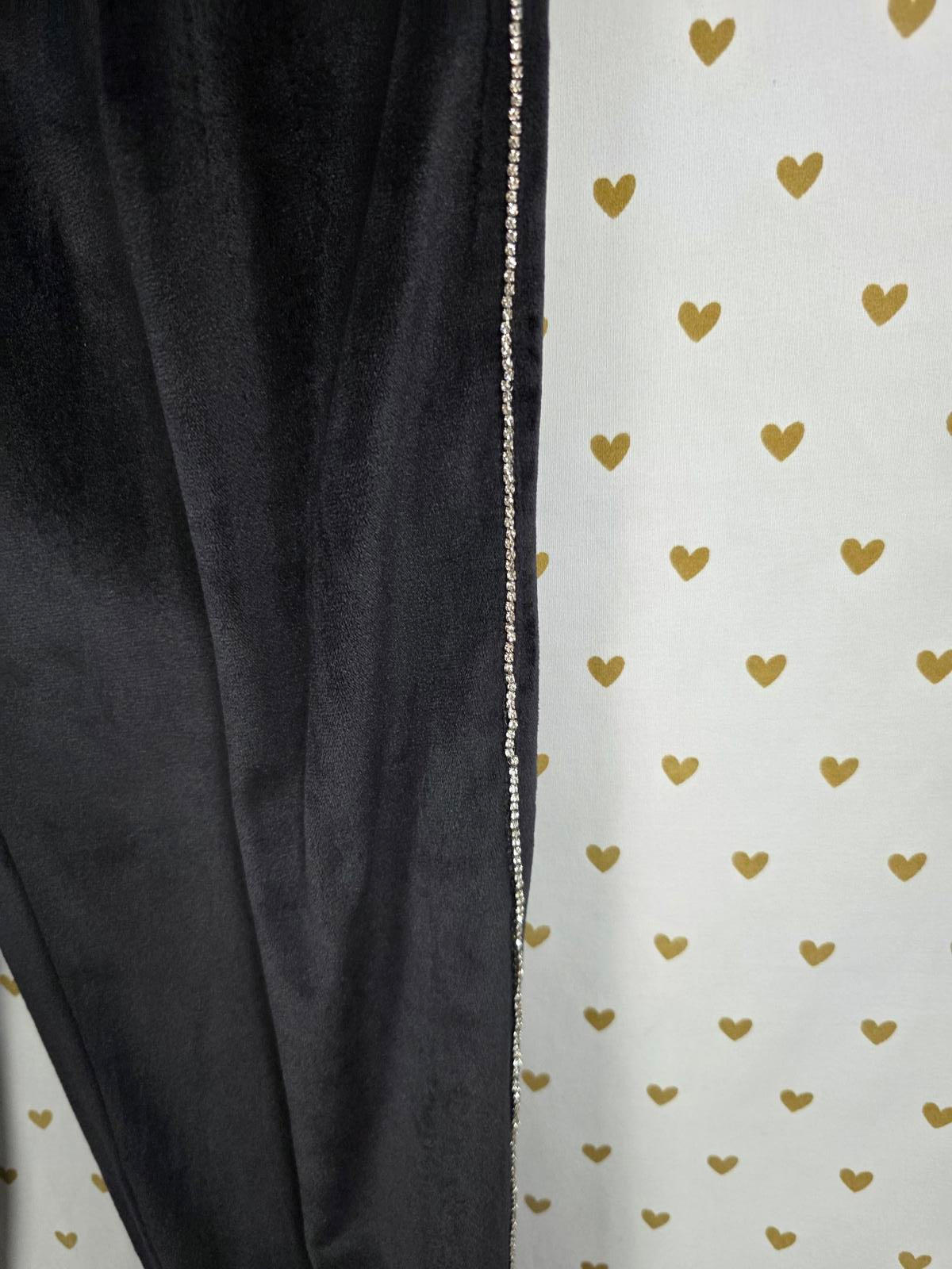 Victorias Secret  BLING STRIPE Rhinestone VELOUR Soft Sweatpants Joggers MEDIUM