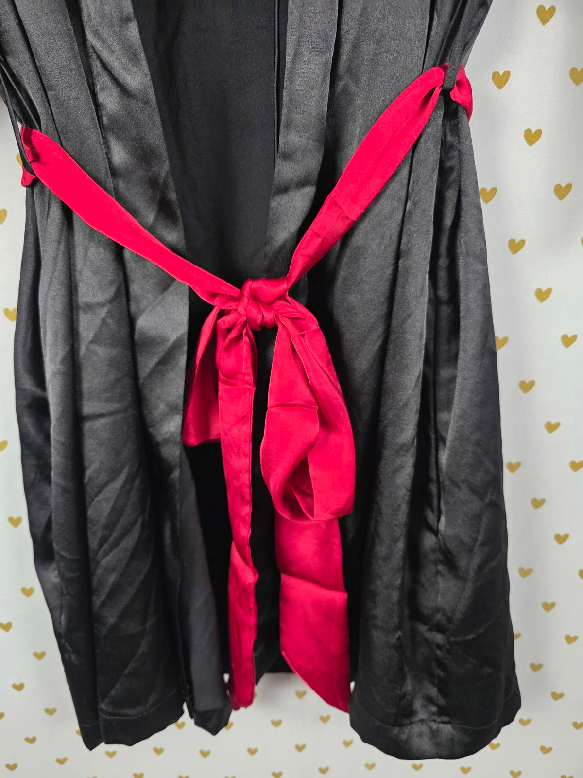 Victorias Secret Satin Silky Robe Black Red Robe Belt Lounge XS SMALL