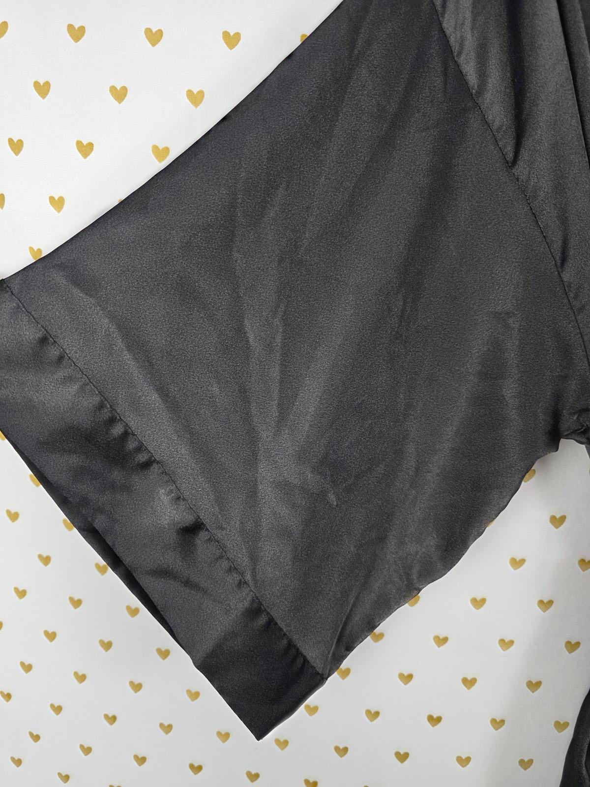 Victorias Secret Satin Silky Robe Black Red Robe Belt Lounge XS SMALL