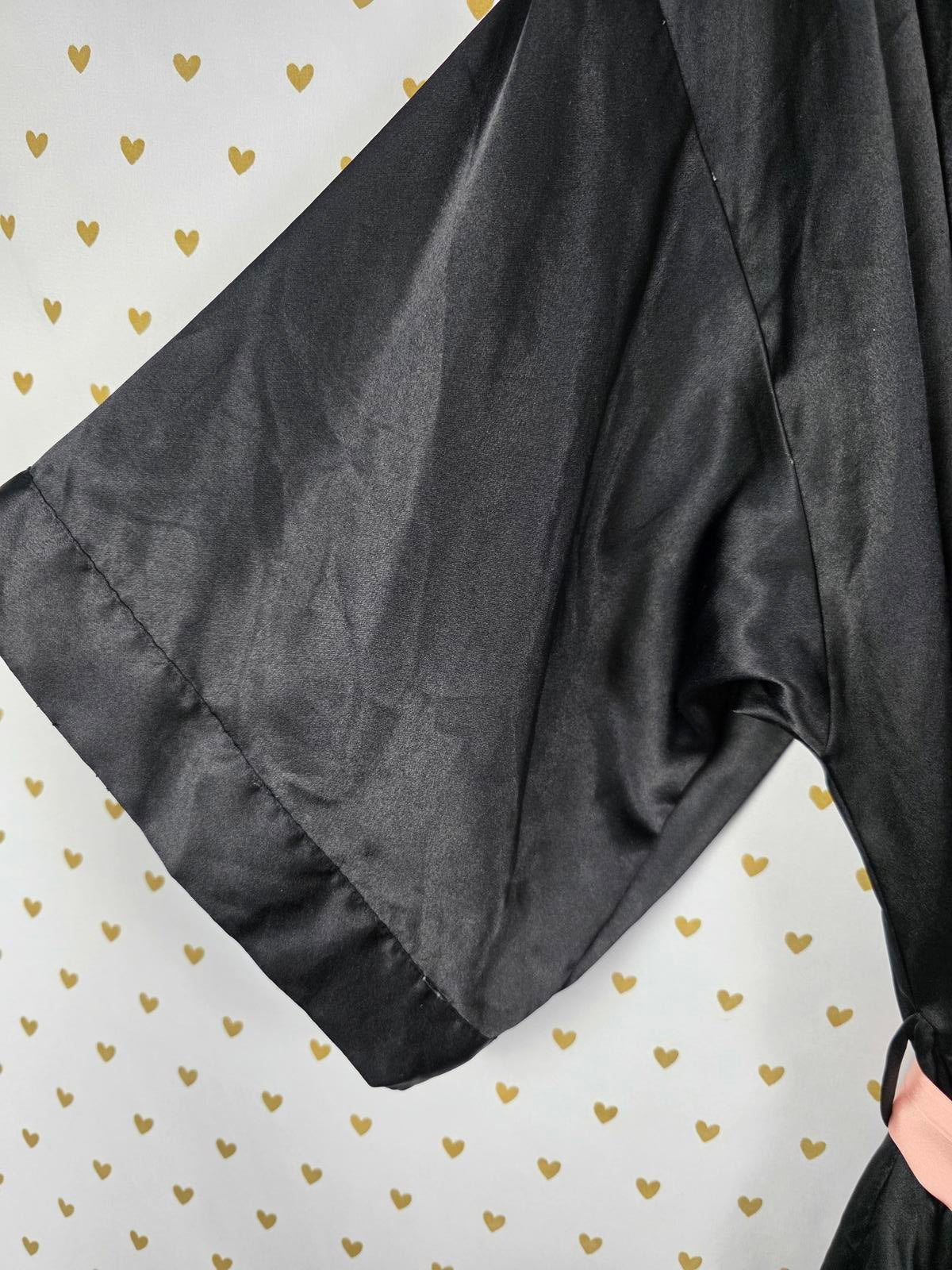 Victorias Secret Satin Silky Robe Black Cover Up Lounge ONE SIZE FITS ALL Kimono