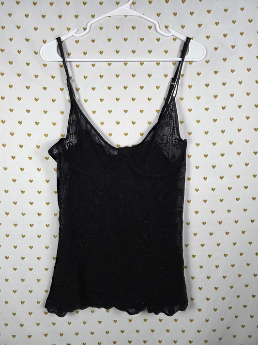 Victorias Secret Sexy Sheer Black Stretchy Lace Babydoll Nightie Lingerie Dress