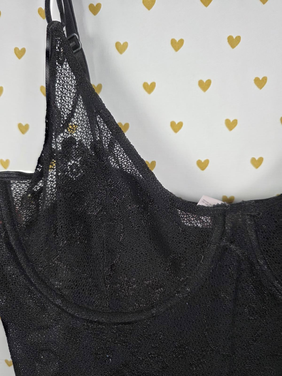 Victorias Secret Sexy Sheer Black Stretchy Lace Babydoll Nightie Lingerie Dress