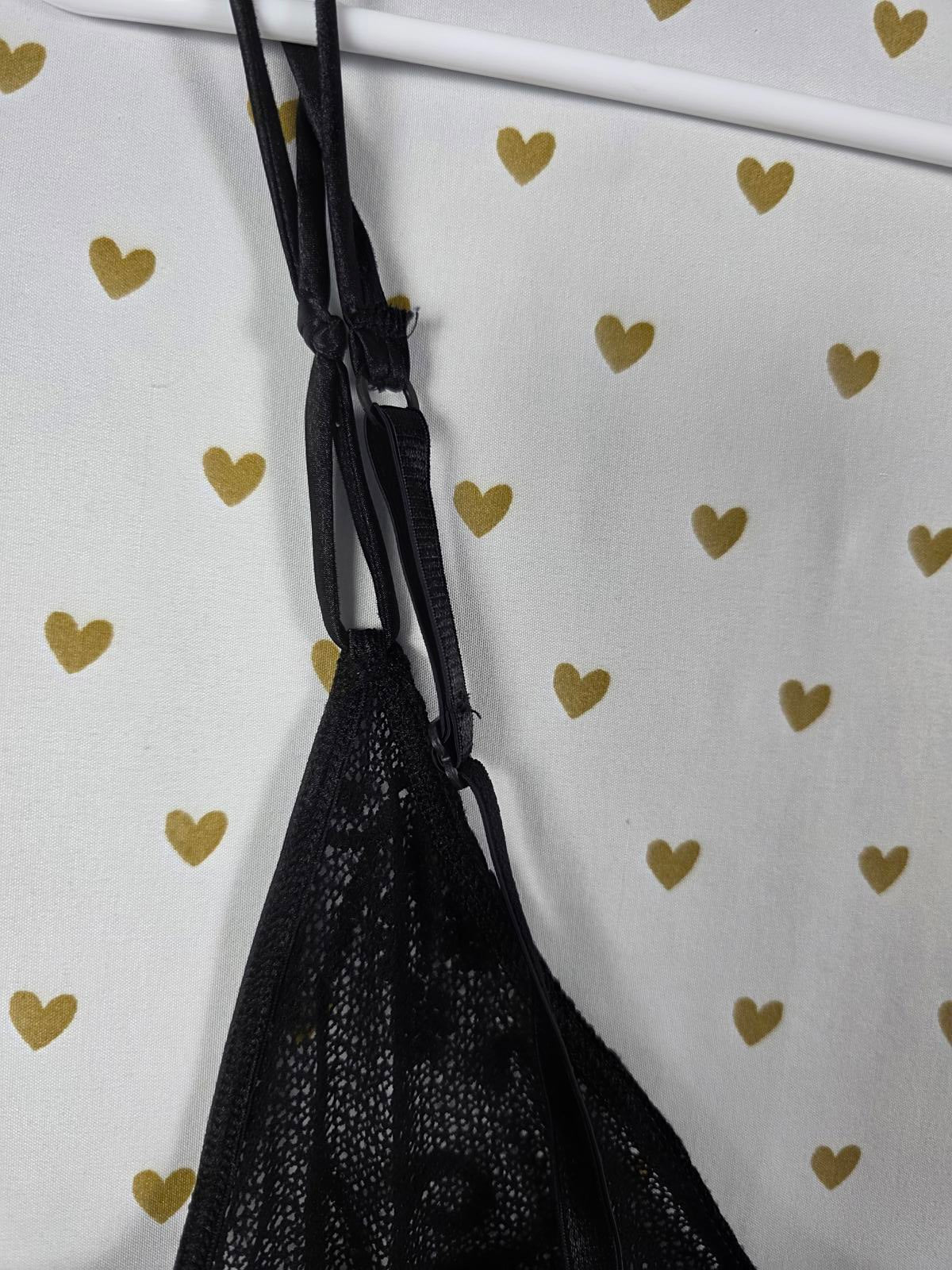 Victorias Secret Sexy Sheer Black Stretchy Lace Babydoll Nightie Lingerie Dress