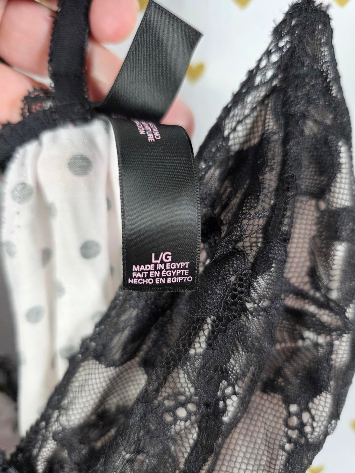 Victorias Secret Sexy Lace accent Polka Dot Nightie Lingerie Sleep Dress LARGE
