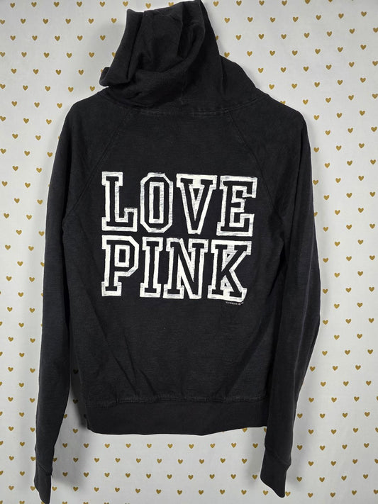 Victorias Secret Pink Embroidered Vintage Y2k Black Hoodie Full zip Jacket  XS