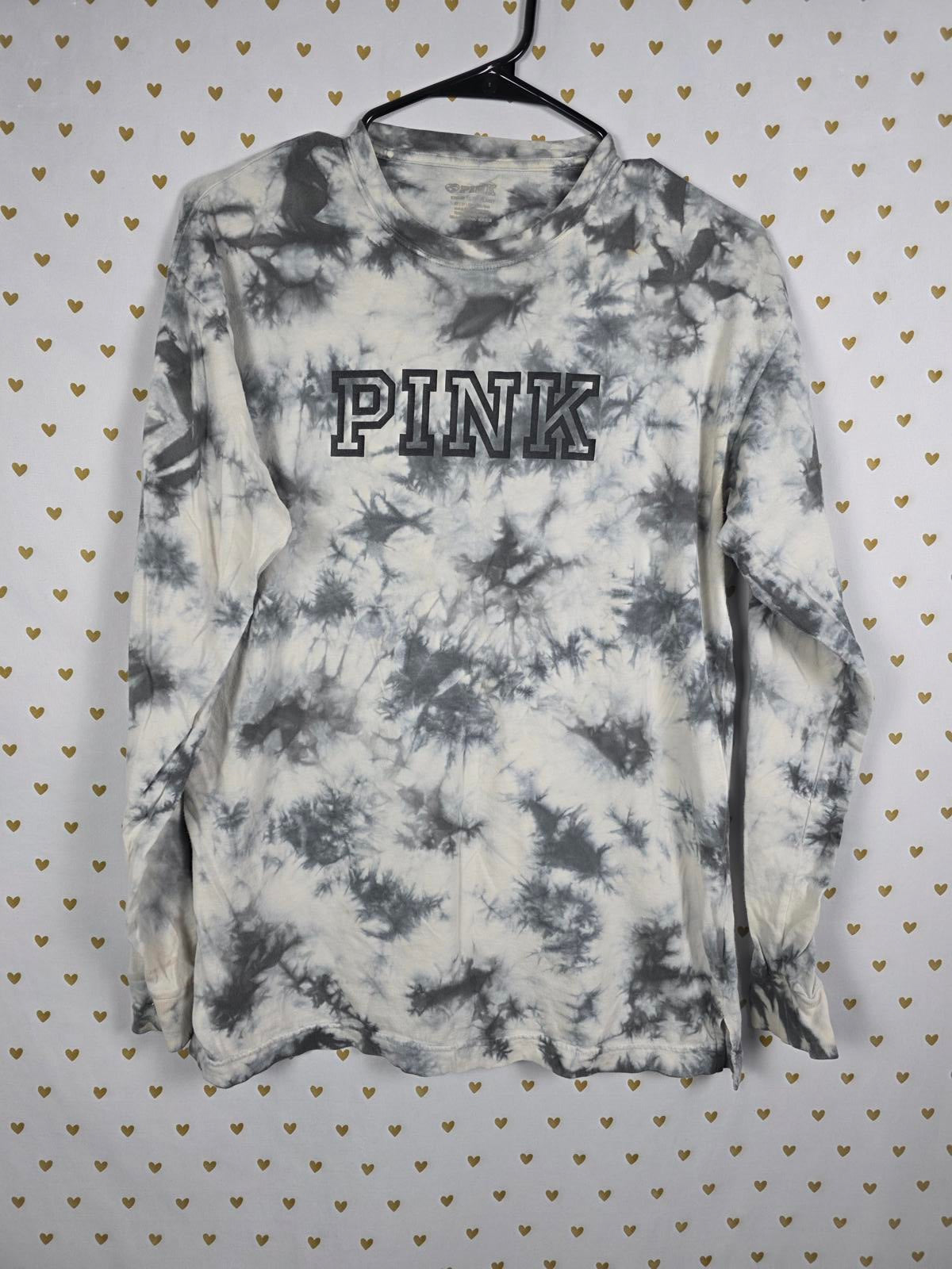 Victorias Secret PINK Long Sleeve Campus Tye Dye Tee Shirt Logo XS
