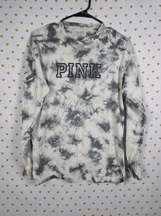 Victorias Secret PINK Long Sleeve Campus Tye Dye Tee Shirt Logo XS