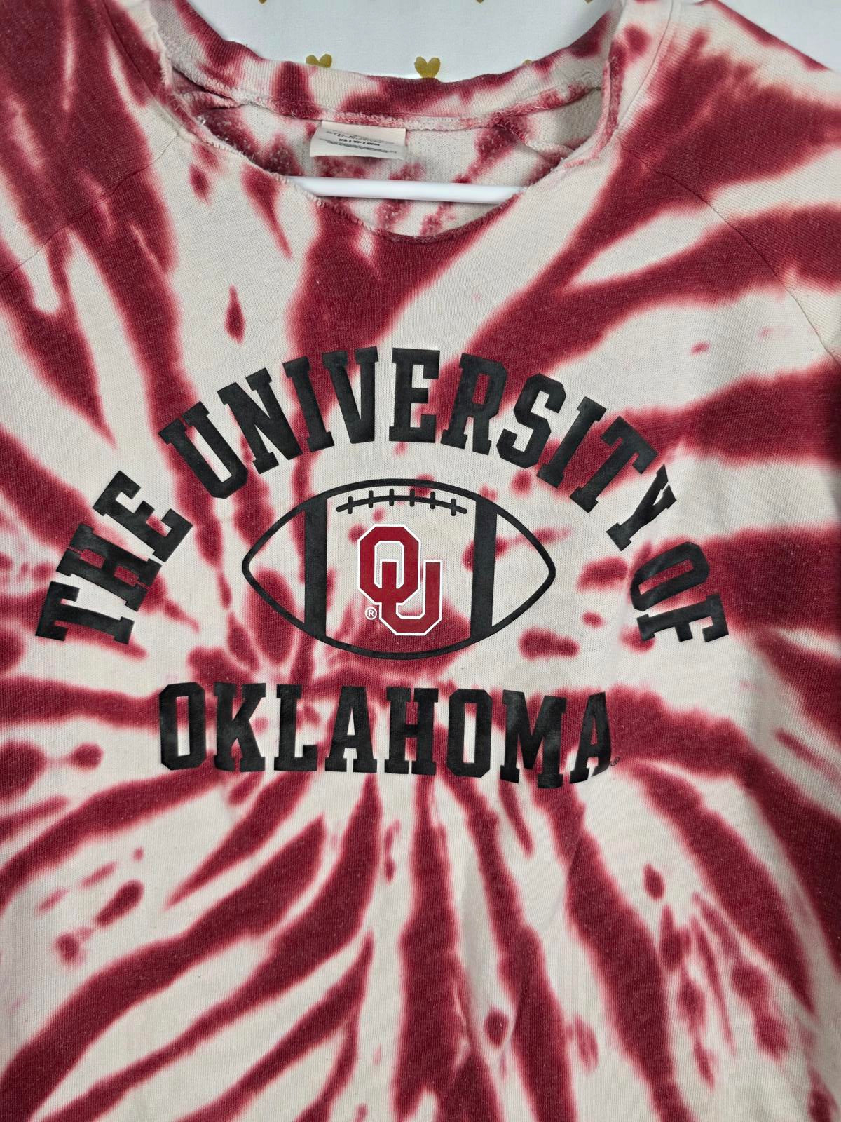 Victorias Secret PINK OU Oklahoma Tye Dye Cropped Long Sleeve Tee Shirt XS