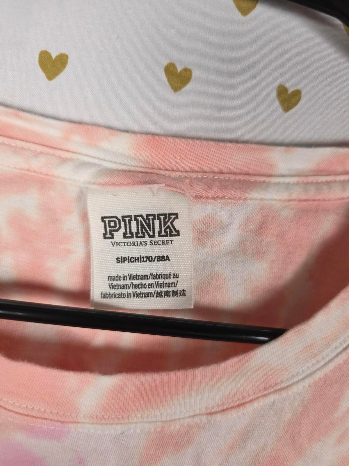 Victorias Secret PINK Cropped Tye Dye Logo Long Sleeve Tee Shirt SMALL