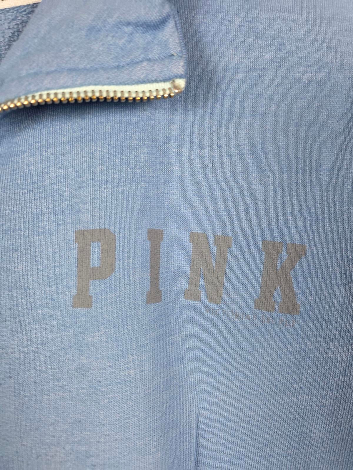 Victorias Secret Pink Quarter ZIp 1986 Blue Sweater Shirt Medium
