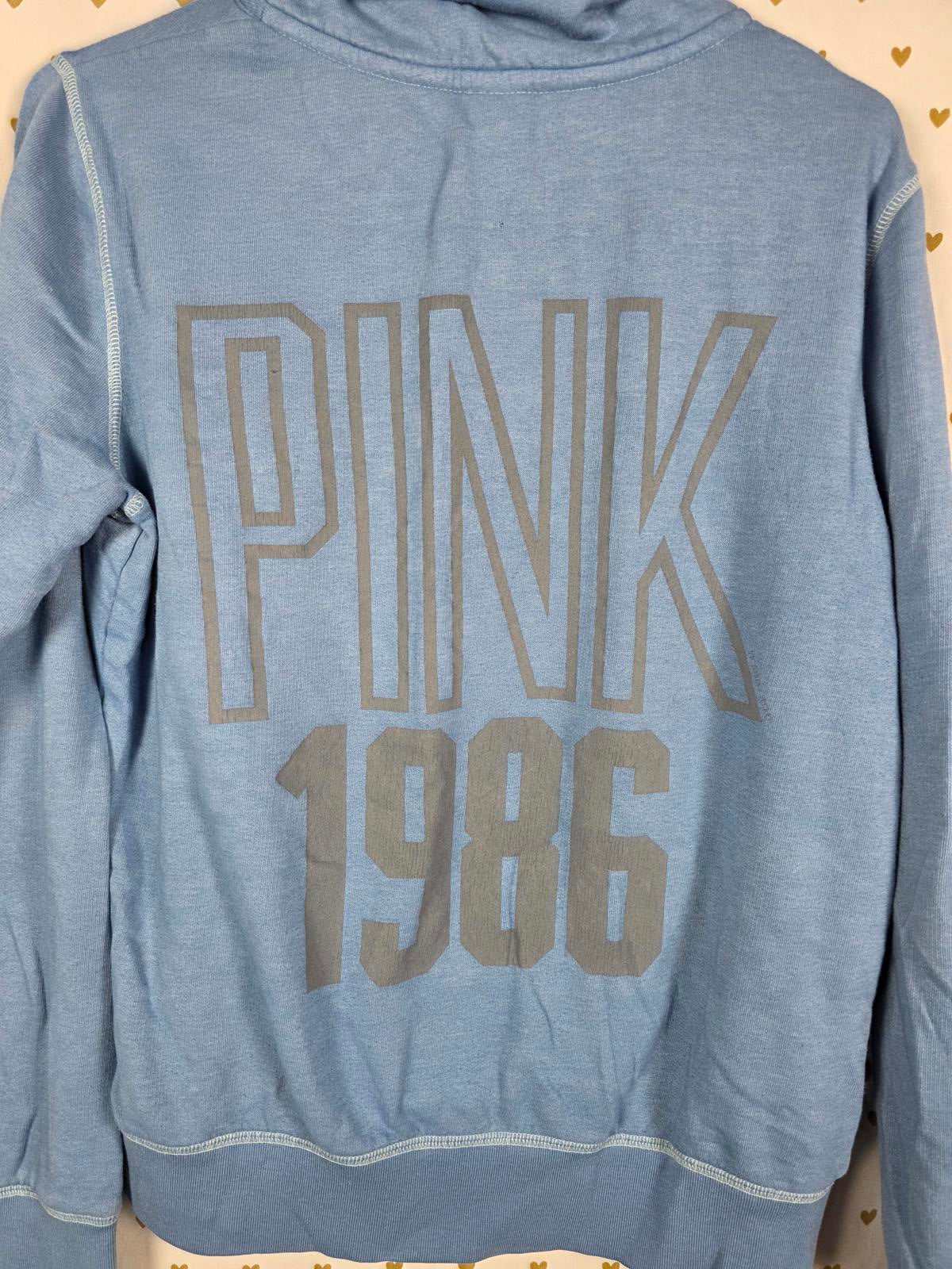 Victorias Secret Pink Quarter ZIp 1986 Blue Sweater Shirt Medium