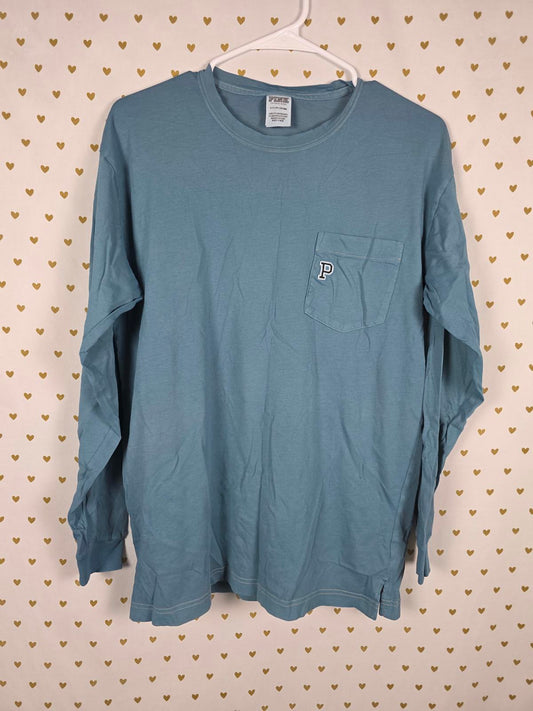Victorias Secret PINK Campus Pocket Logo Tee Shirt Long Sleeve Small