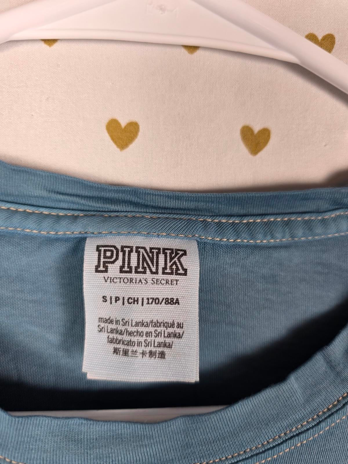 Victorias Secret PINK Campus Pocket Logo Tee Shirt Long Sleeve Small