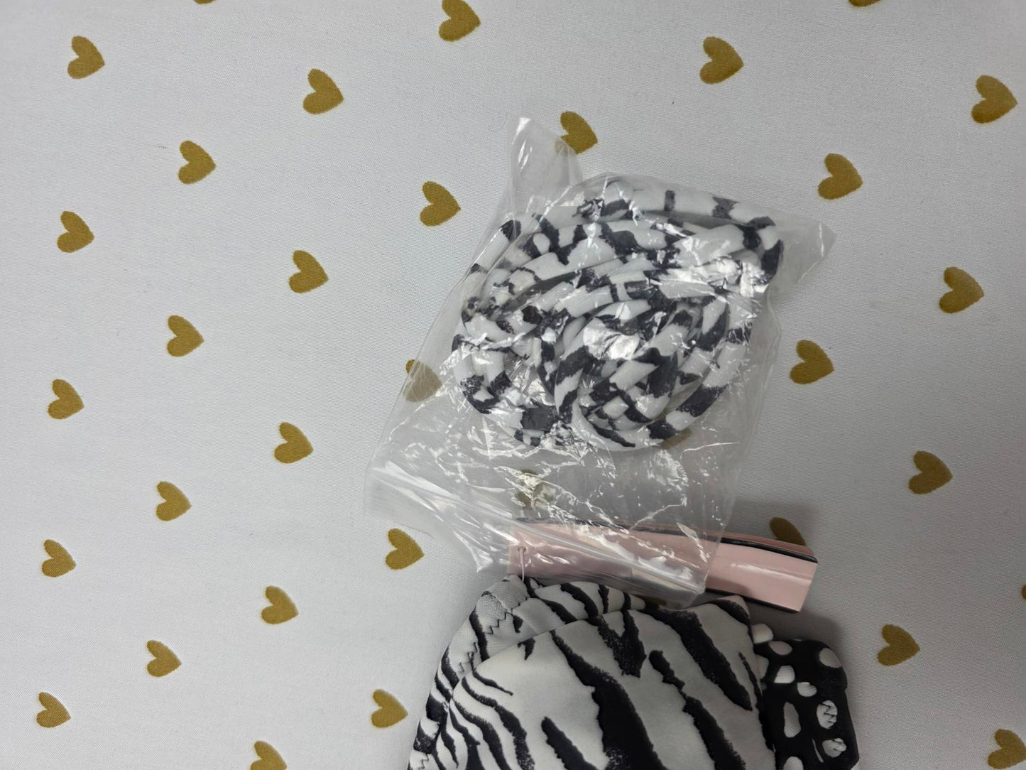 Victorias Secret NEW NWT Polka Dot Zebra Stripe Bikini Swim Ruffle Bandeau SMALL
