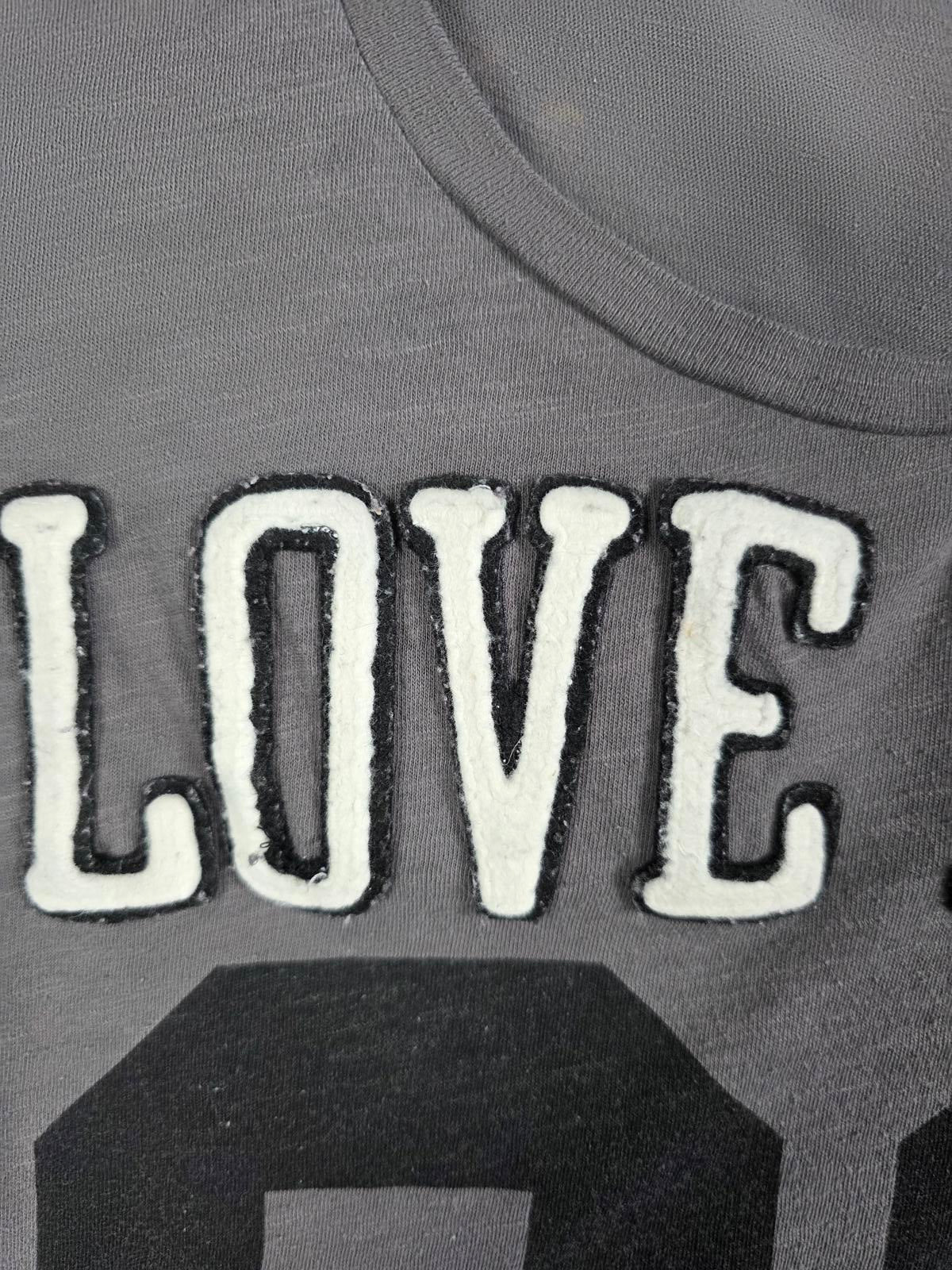 Victorias Secret PINK LOVE 86 Grey VINTAGE Y2K Tee Shirt Patches Small