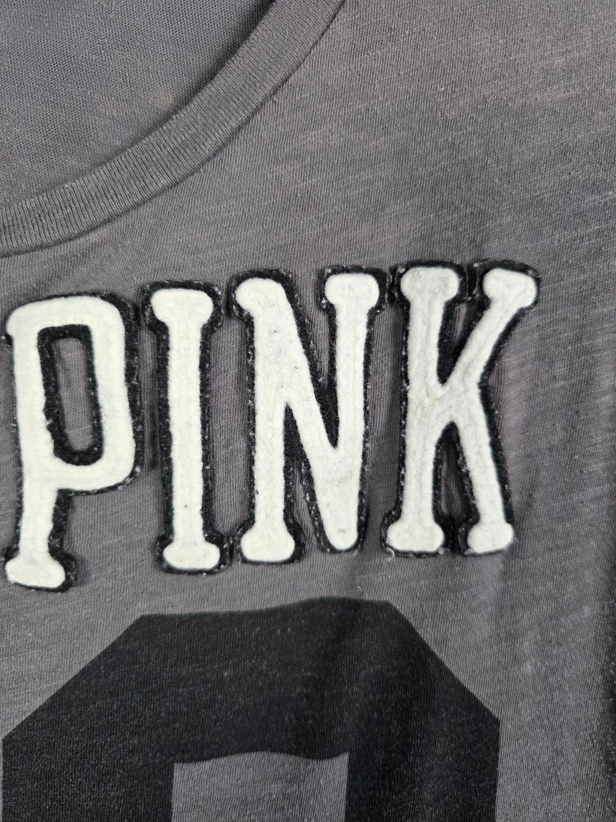 Victorias Secret PINK LOVE 86 Grey VINTAGE Y2K Tee Shirt Patches Small