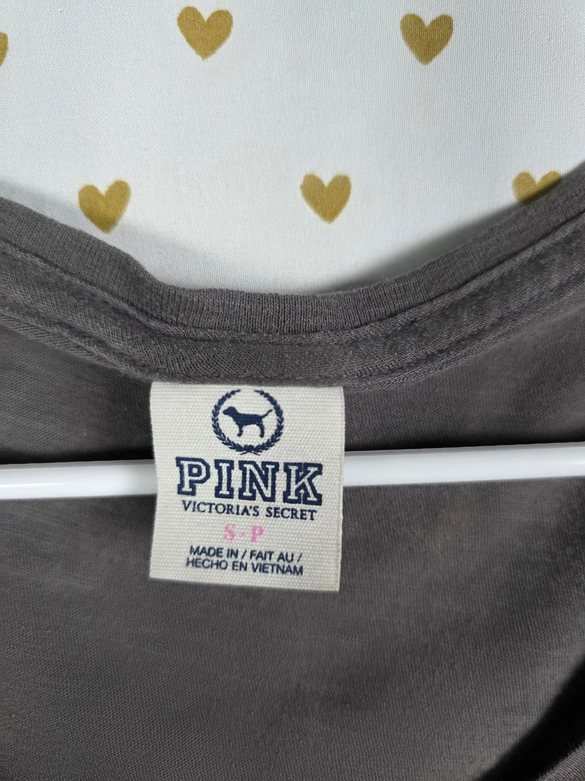 Victorias Secret PINK LOVE 86 Grey VINTAGE Y2K Tee Shirt Patches Small