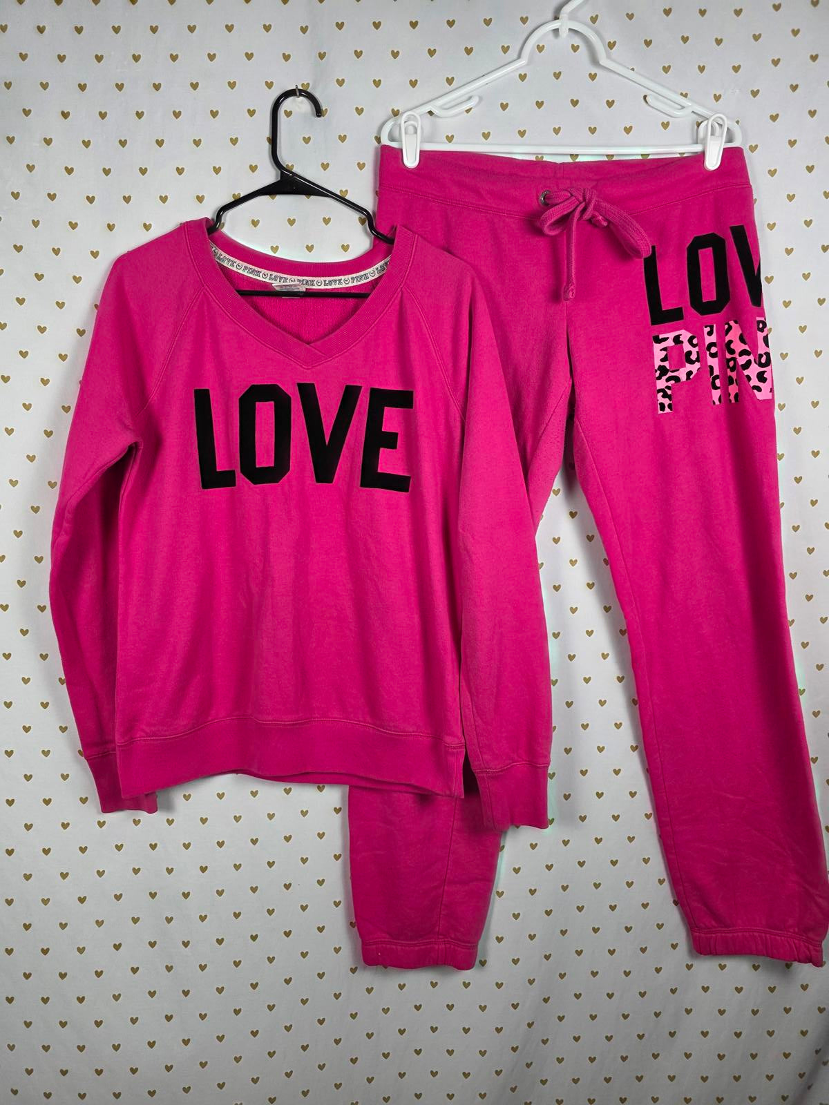 Victorias Secret Pink RARE VINTAGE Cheetah Print SET Sweater Joggers Sweatpants
