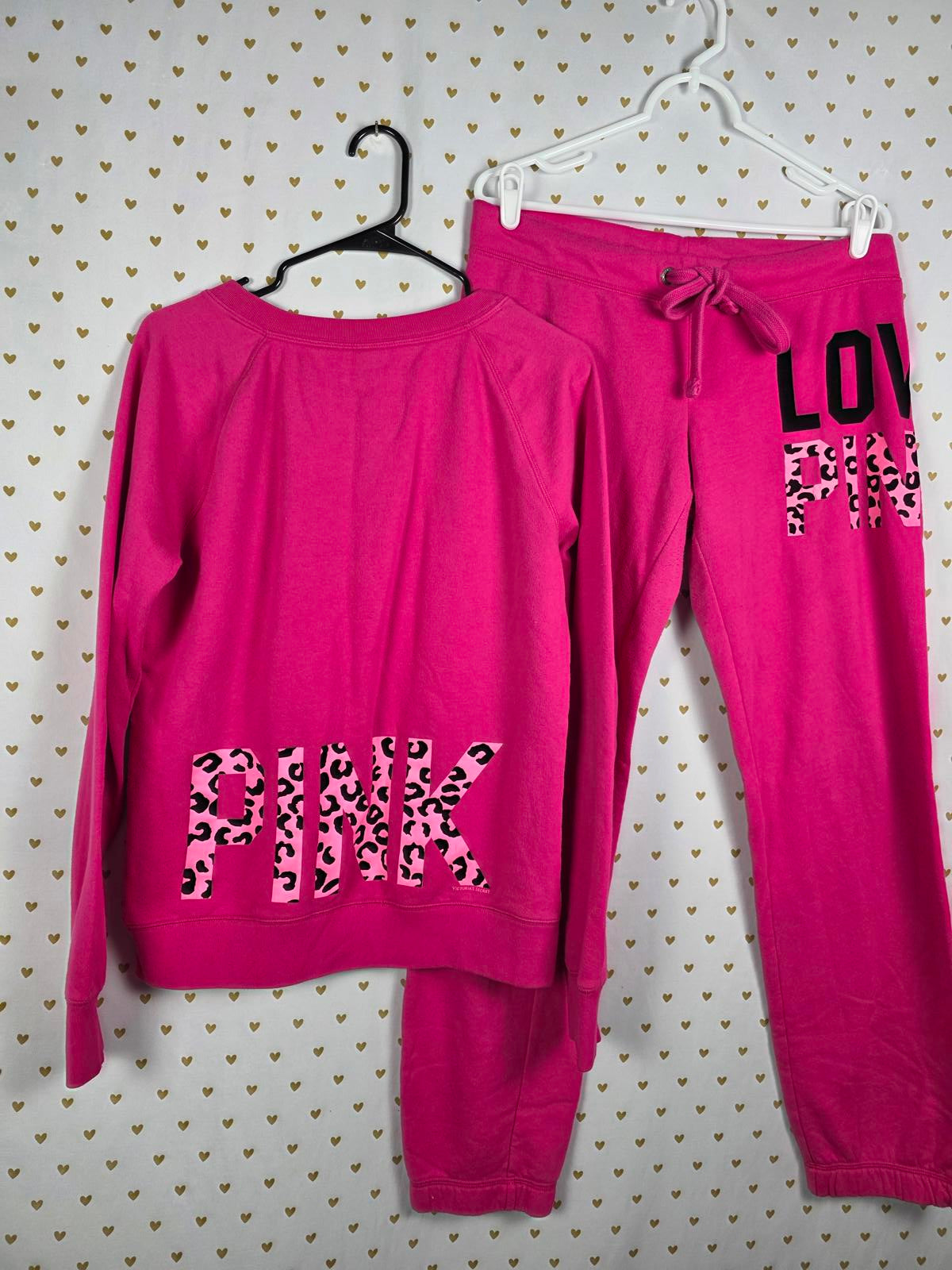 Victorias Secret Pink RARE VINTAGE Cheetah Print SET Sweater Joggers Sweatpants