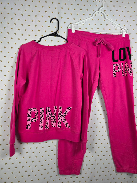 Victorias Secret Pink RARE VINTAGE Cheetah Print SET Sweater Joggers Sweatpants