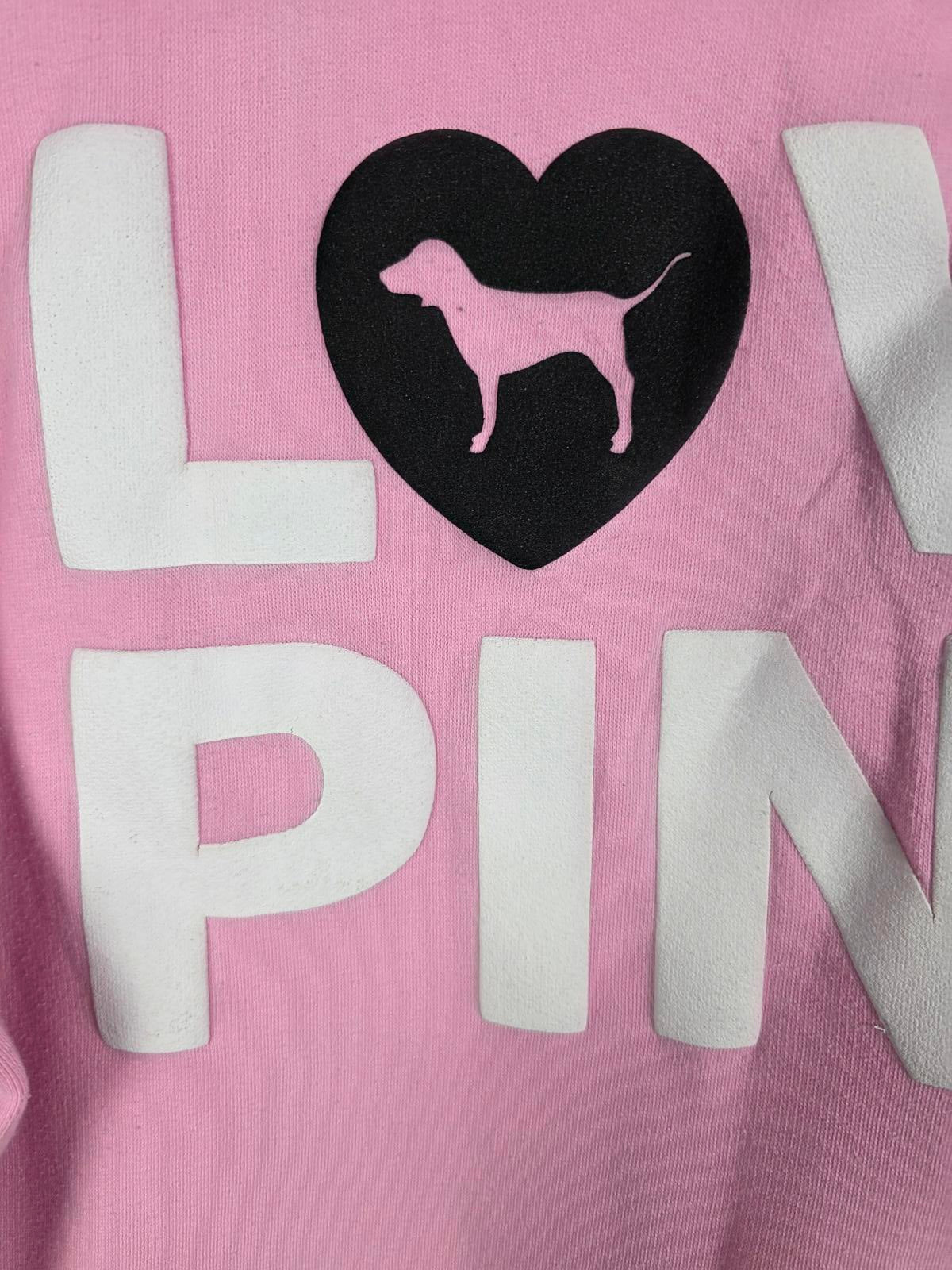 Victorias Secret Pink LOVE Originals CAMPUS Hoodie Pullover Sweater L