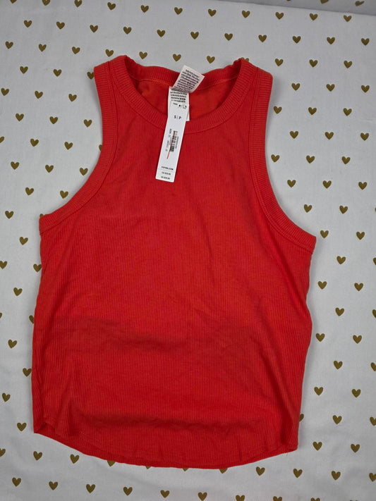 Victorias Secret PINK Ribbed Built In Bra Tank Top Orange NEW NWT Small