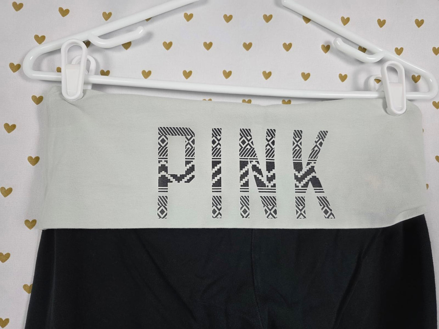 Victorias Secret PINK Logo FOLDOVER VINTAGE YOGA PANTS Skinny Medium