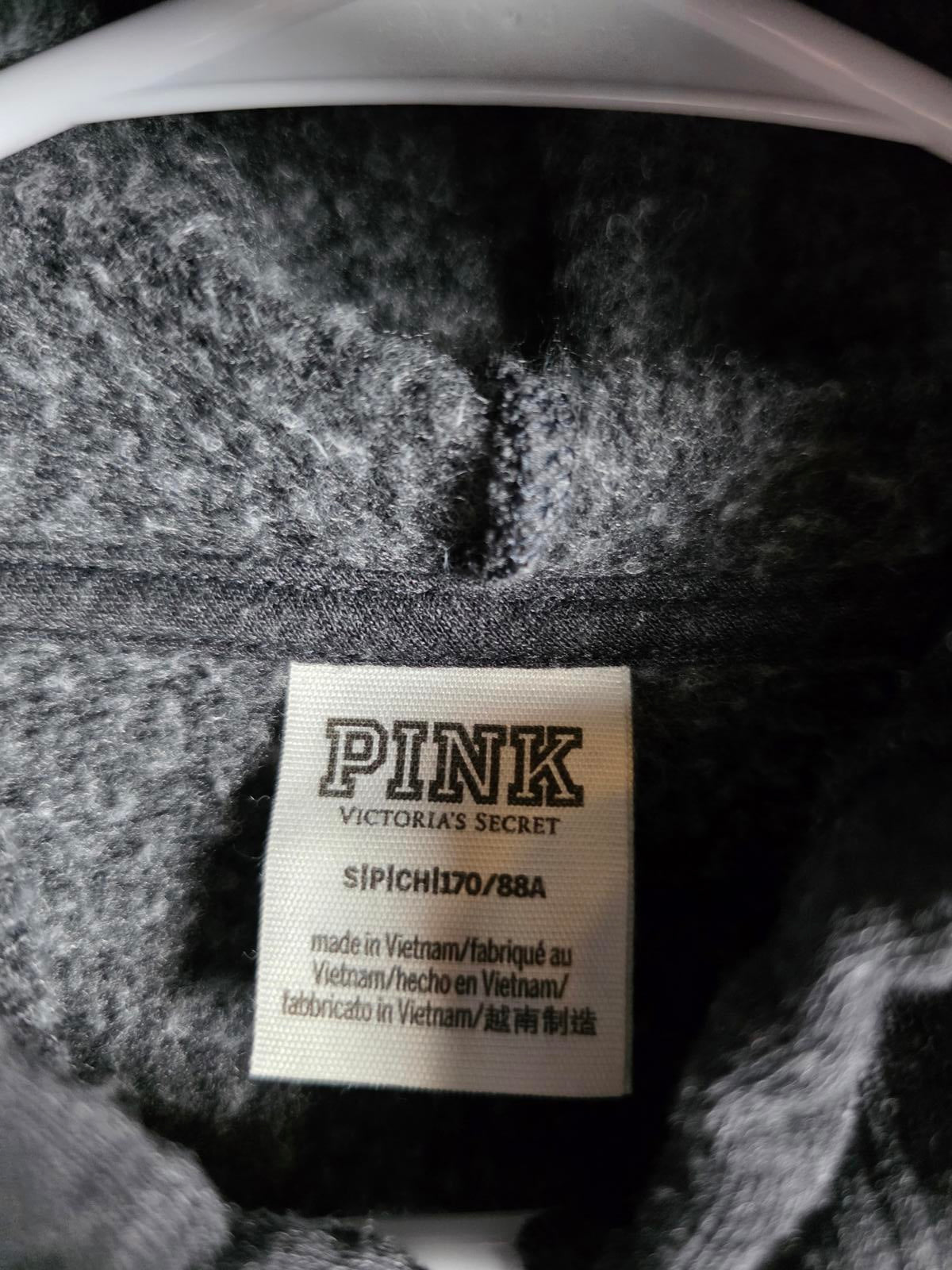 Victorias Secret Pink Bling Glitter Logo Hoodie Jogger Pants SET Grey SMALL