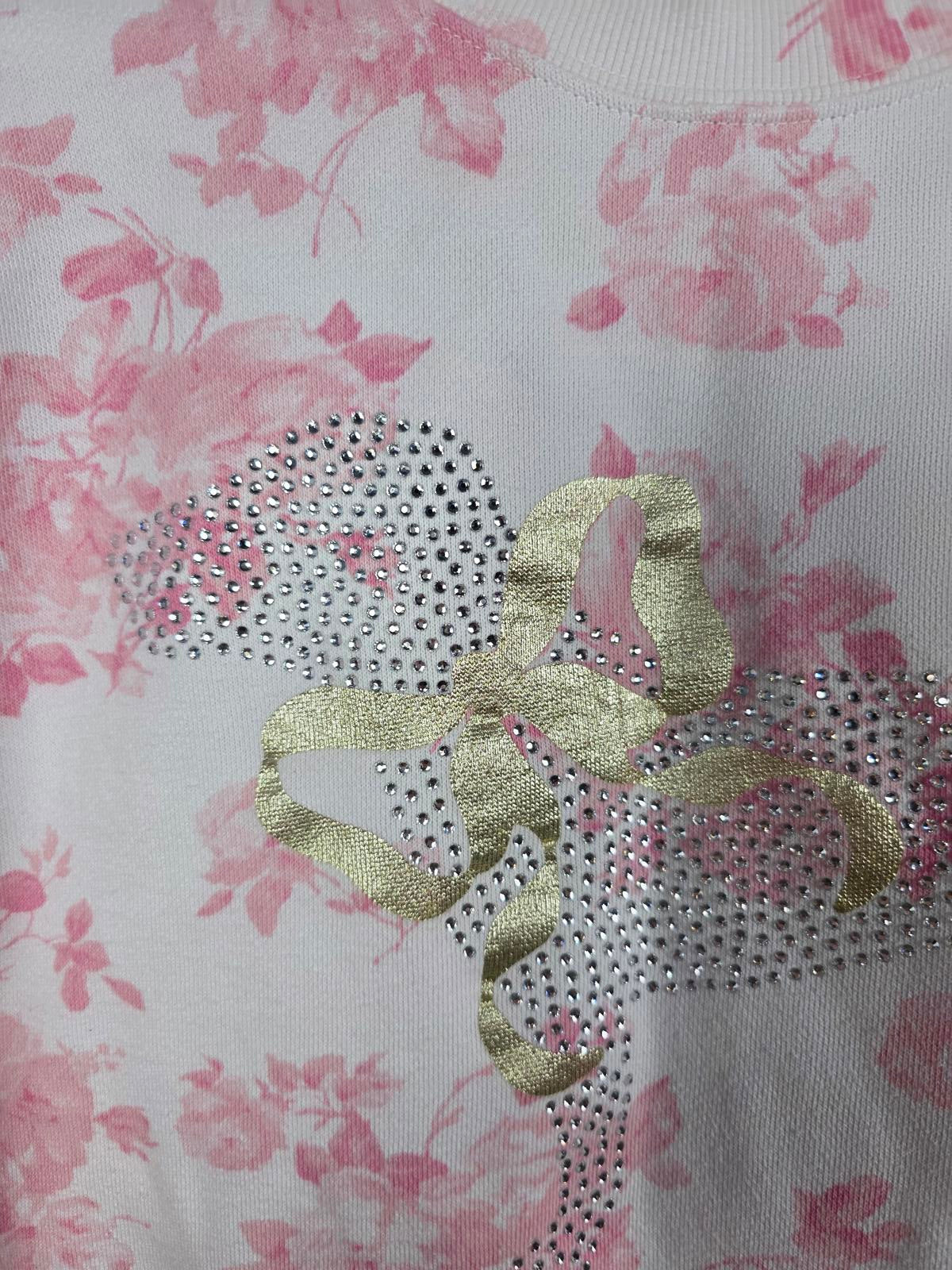 XL LoveShackFancy VS Pink Sweatpants BLING SET Sweatshirt Everblooming White