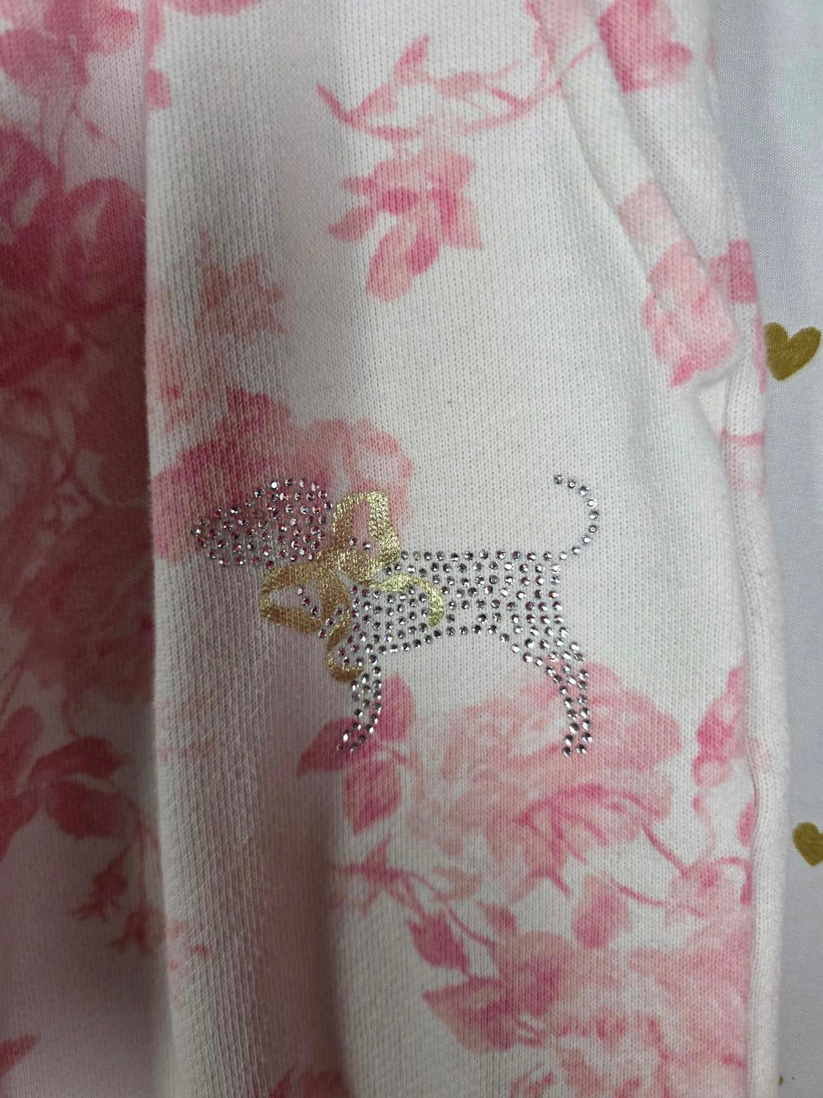 XL LoveShackFancy VS Pink Sweatpants BLING SET Sweatshirt Everblooming White