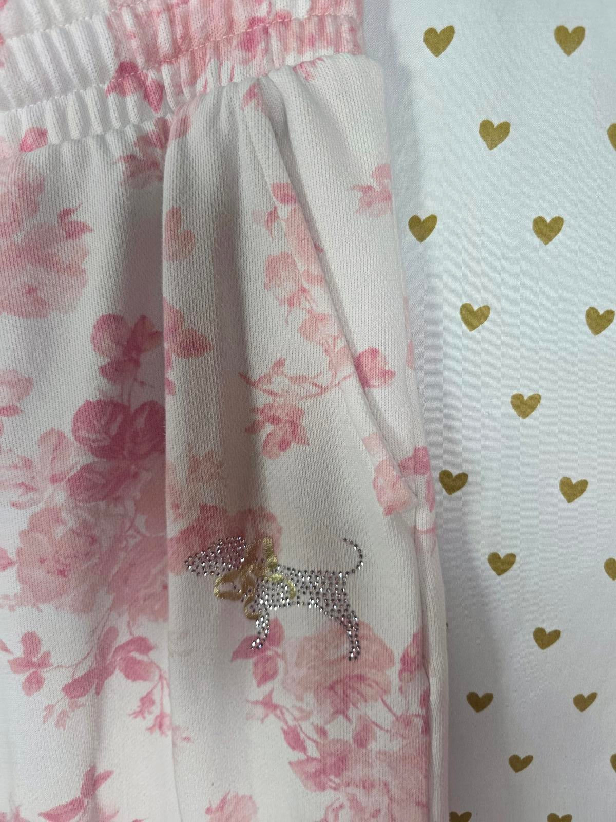 XL LoveShackFancy VS Pink Sweatpants BLING SET Sweatshirt Everblooming White