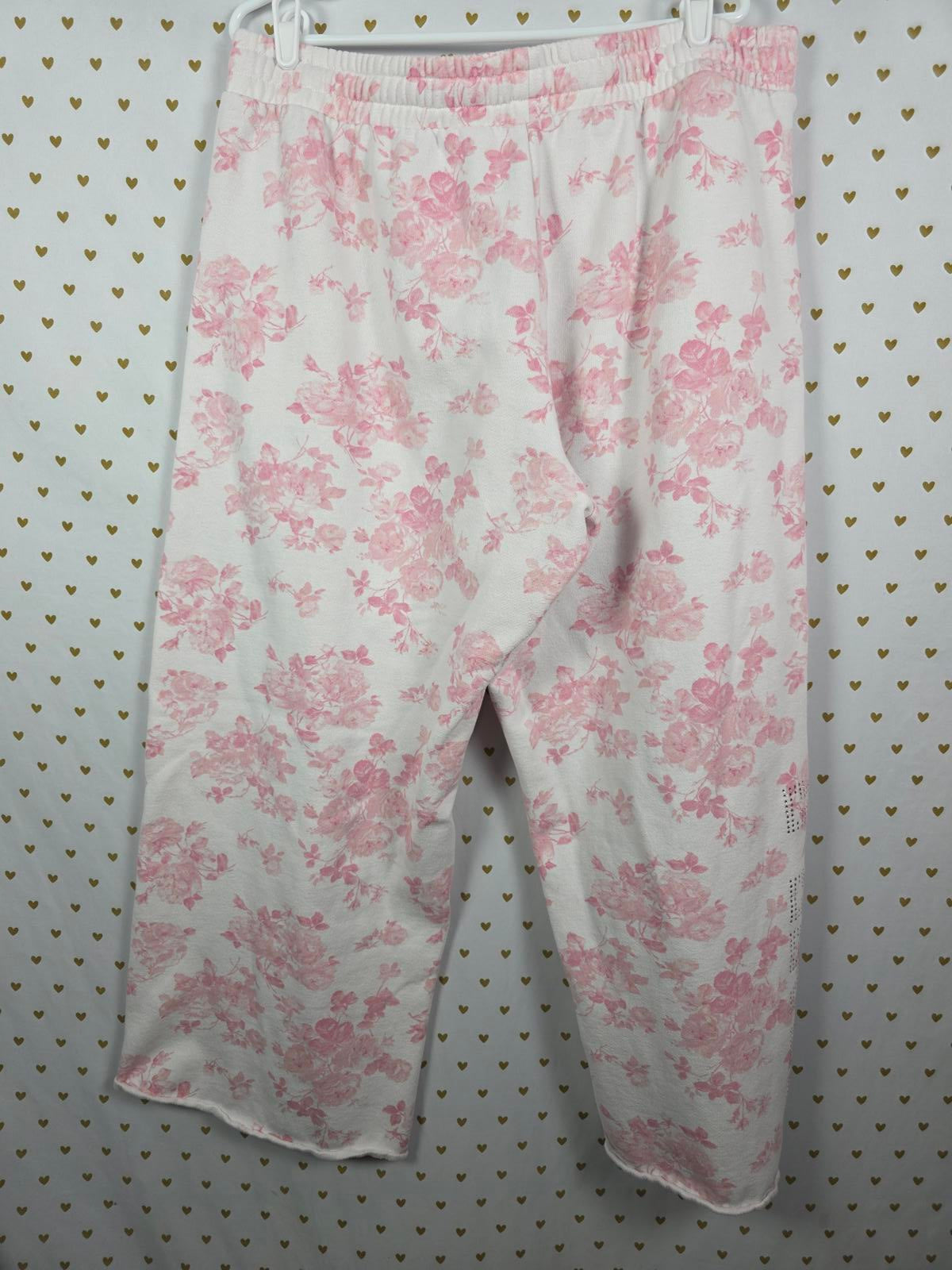 XL LoveShackFancy VS Pink Sweatpants BLING SET Sweatshirt Everblooming White