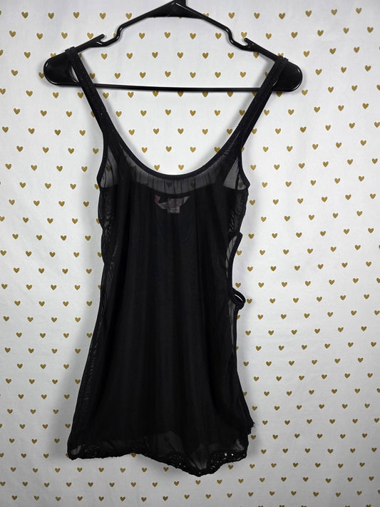 Victorias Secret VINTAGE Sheer Embellished BEADED Bling Open Side Slip Dress SM
